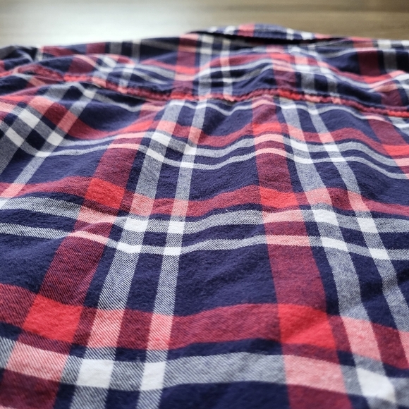 Per Se Button Down Shirt Women Small Red Plaid Long Sleeve Collared Blouse Soft - Picture 9 of 9